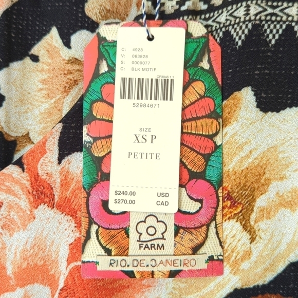 FARM Rio Anthropologie Esmeralda Floral Flowy Short Sleeve A-Line Maxi Dress XSP - Picture 6 of 14